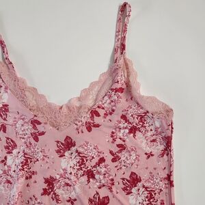 BCBG Max Azria Women's Pink Floral And Lace Slip Nighty Size L